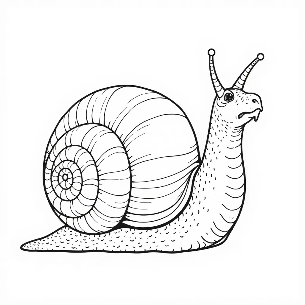 Detailed Snail Line Art for Coloring Pages