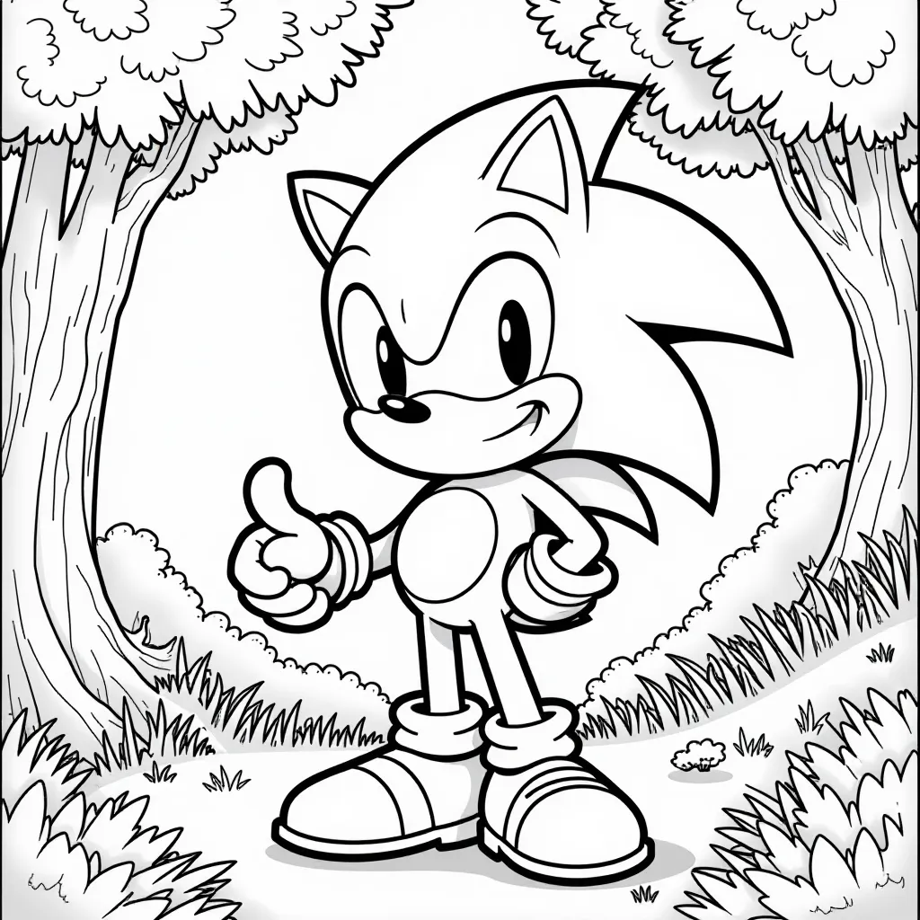 Sonic the Hedgehog Giving Thumbs Up Coloring Page