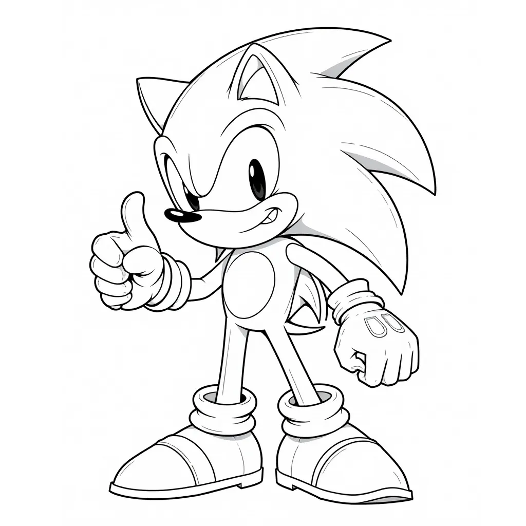 Sonic the Hedgehog Giving Thumbs Up Coloring Page
