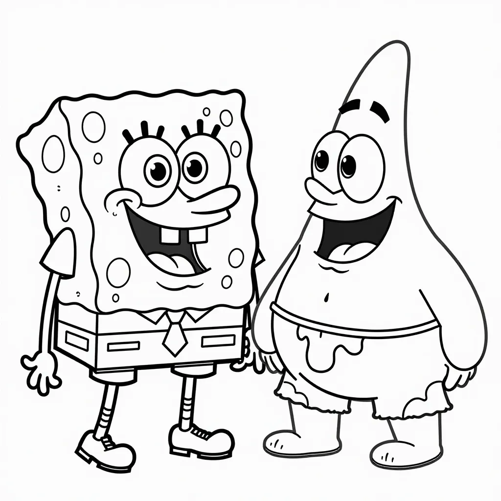 Spongebob and Patrick Best Friends Coloring Page
