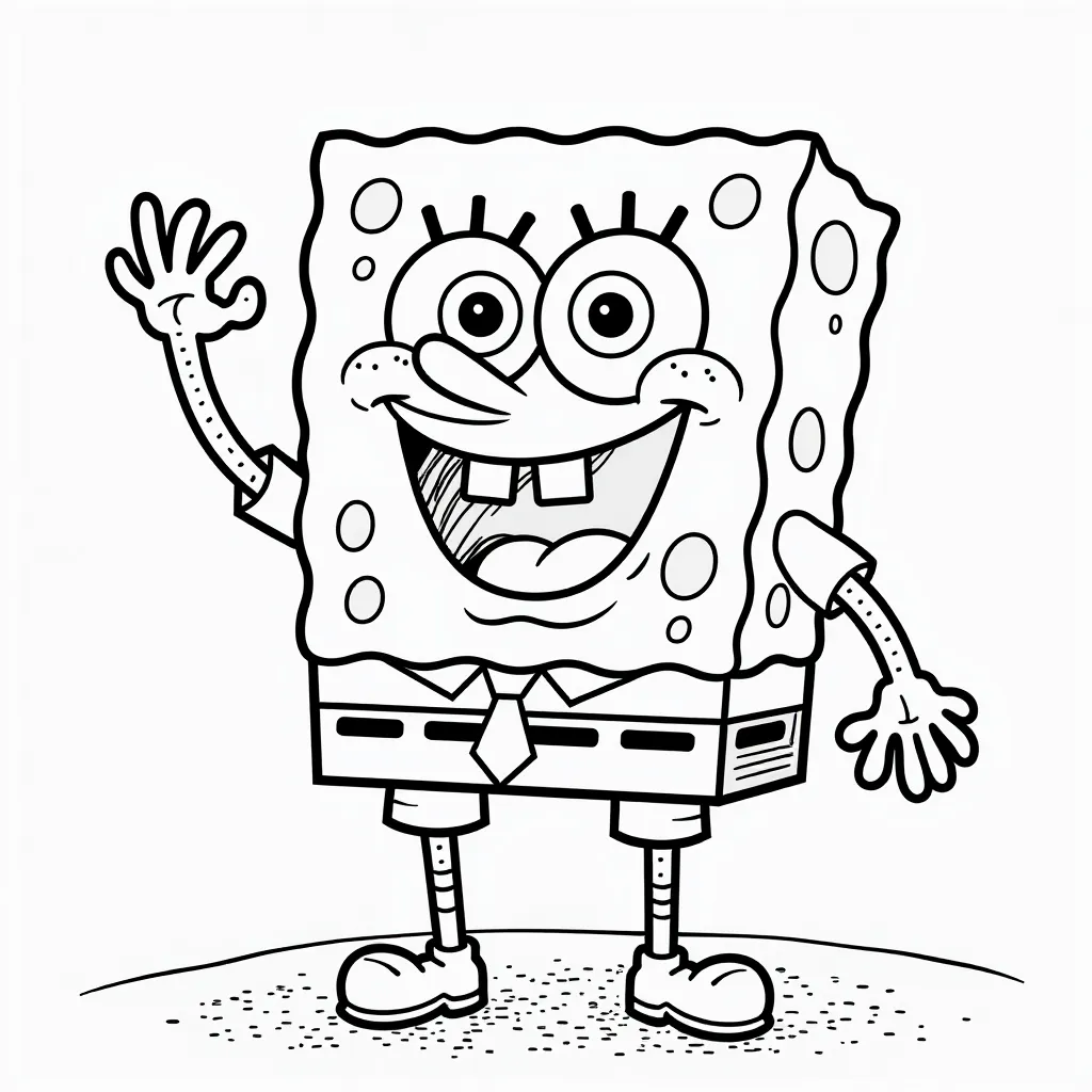Spongebob Squarepants Waving Coloring Page