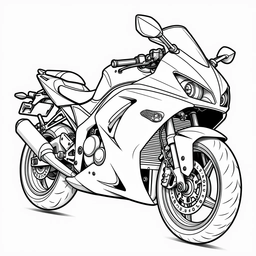 Sportbike Motorcycle Coloring Page for Kids