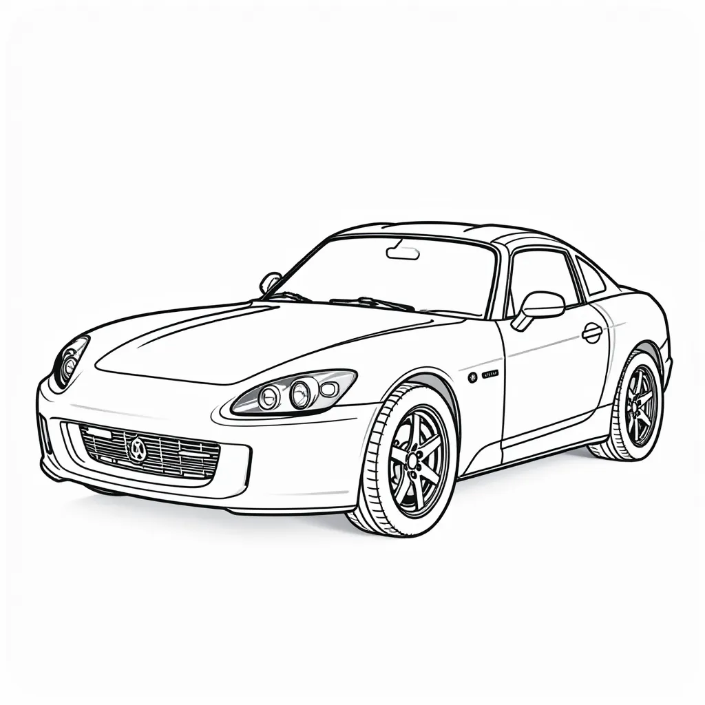 Detailed Sports Car Line Art Coloring Page