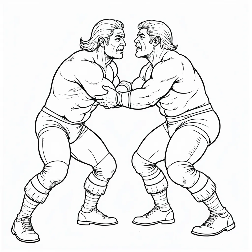 Vintage Wrestling Match Coloring Page