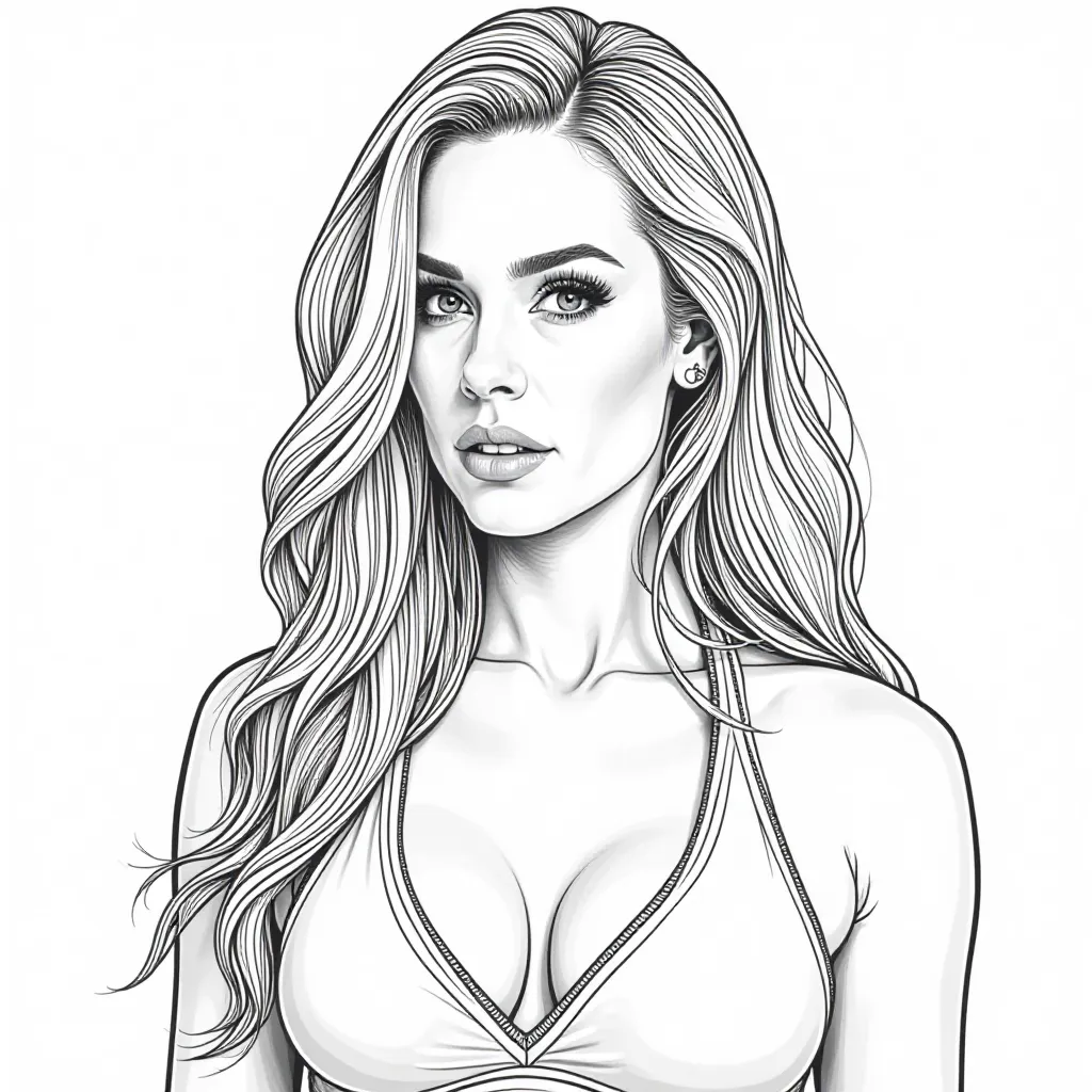 Elegant Woman Portrait Line Art Coloring Page