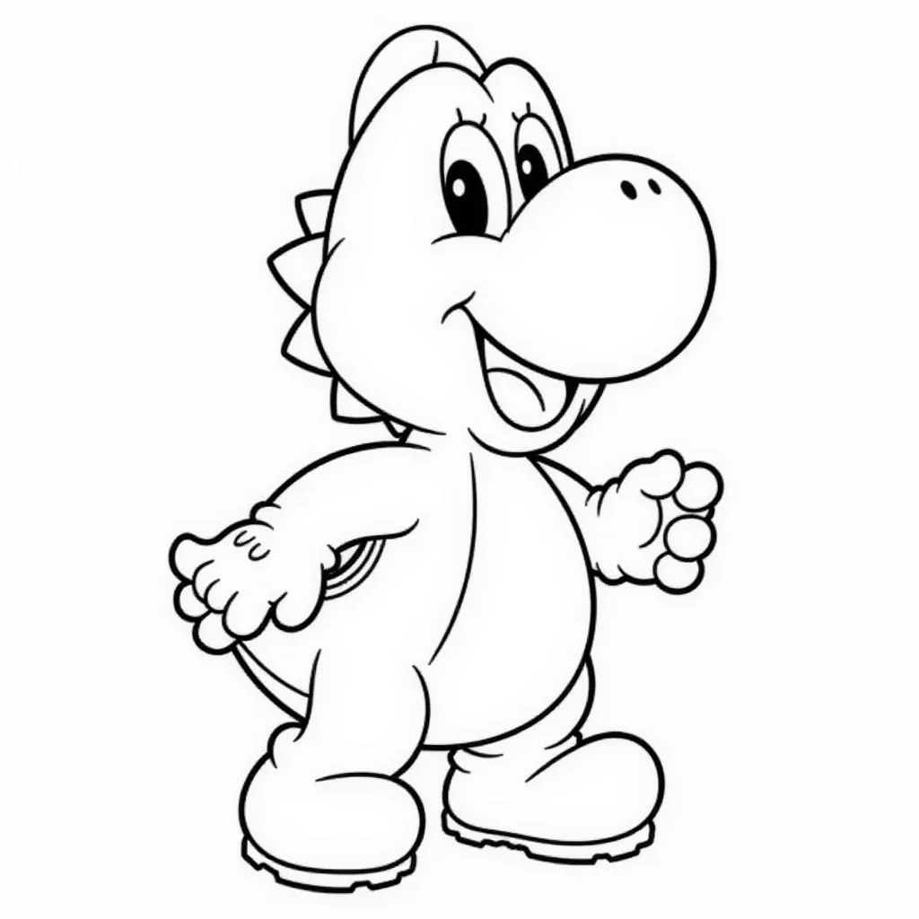 Yoshi Smiling Line Art Coloring Page